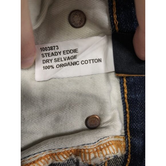 Nudie Jeans Steady Eddie Mens 26x30 Blue Denim Jeans Button Fly Slim Selvage - Picture 4 of 11